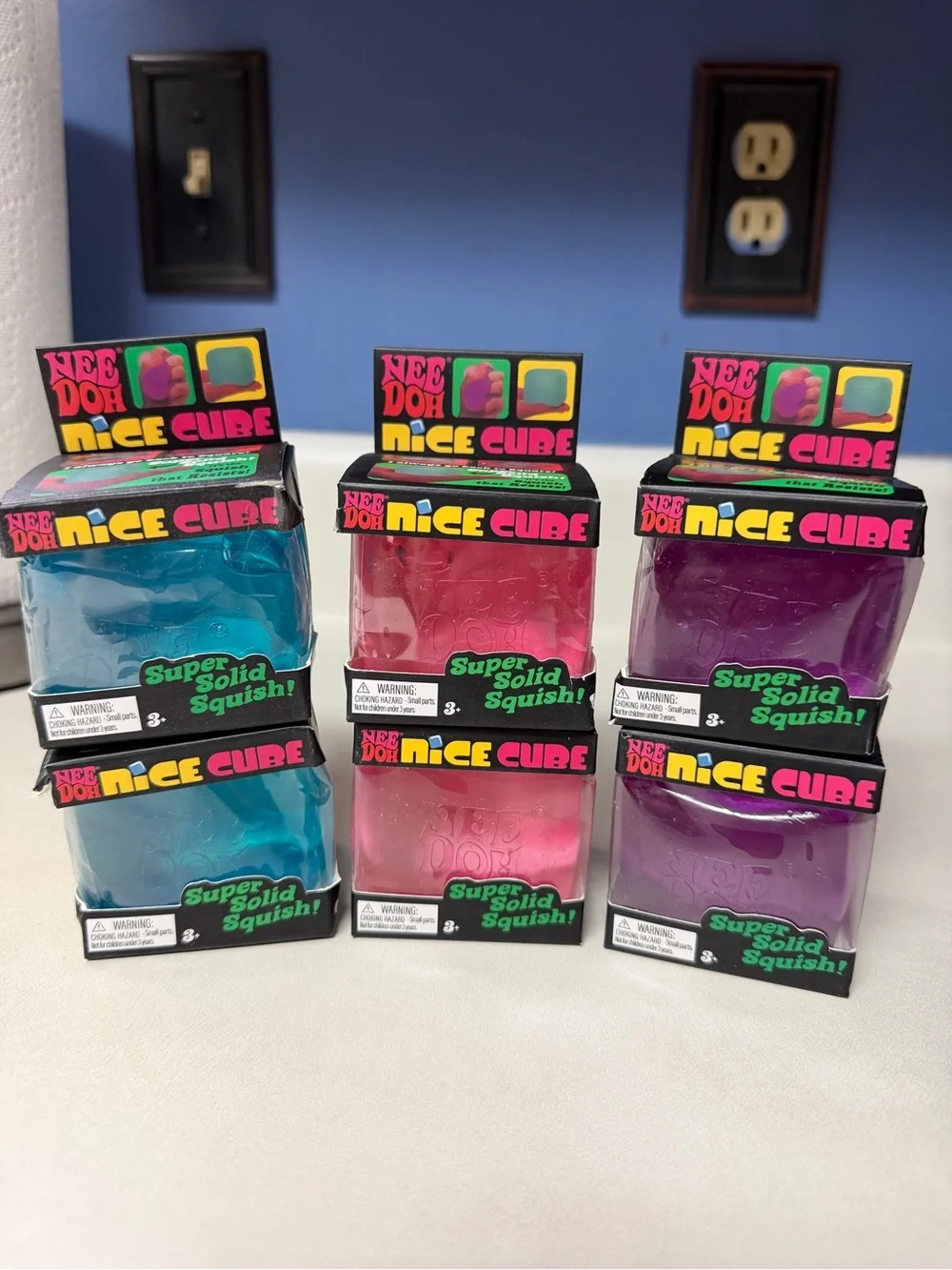 Nice Cube Super Solid Squish Toy - Blue, Pink, or Purple… price is per each
